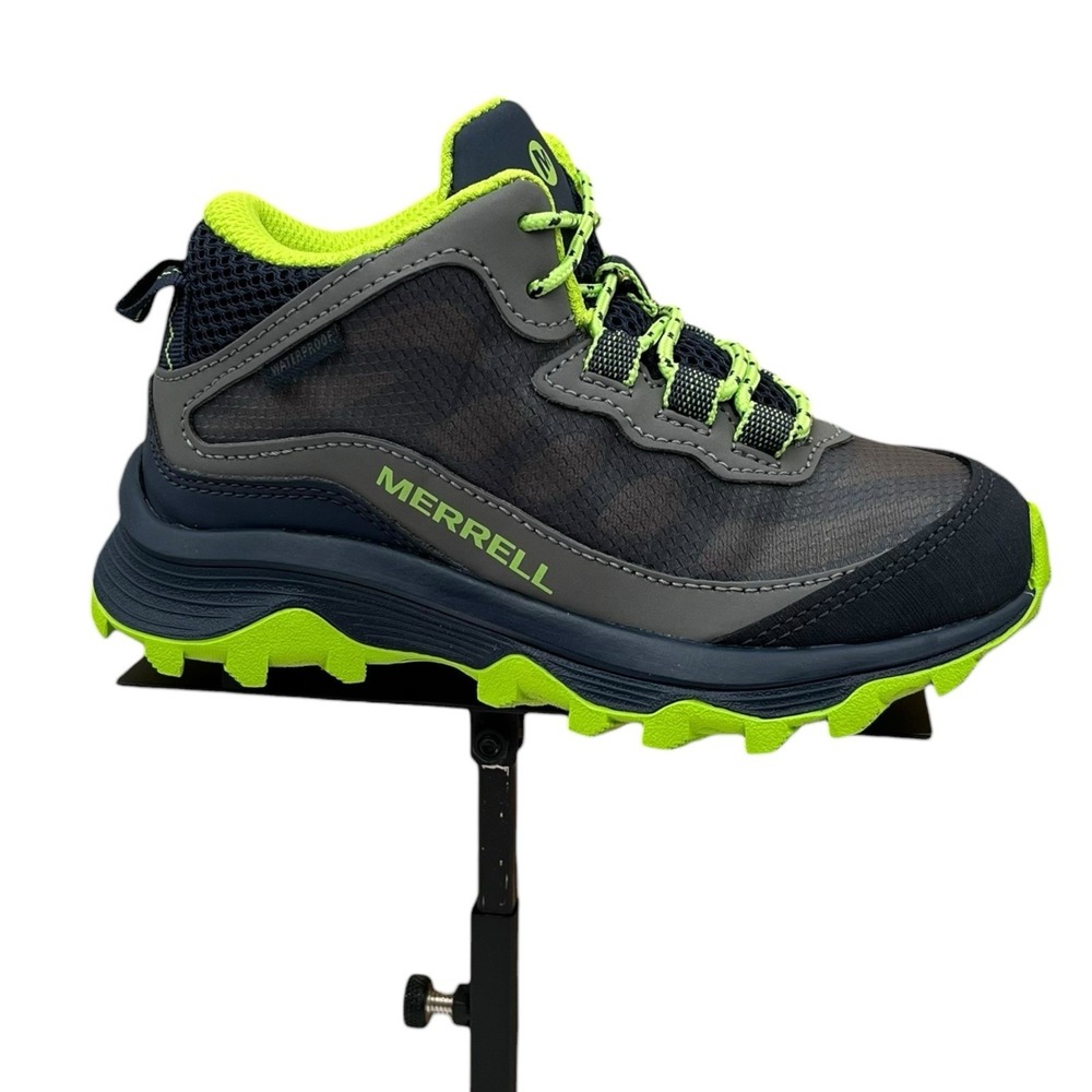 Merrell Moab Little Boys Girls Waterproof Hiking Boot Size 12 Green/Gray Mid Top